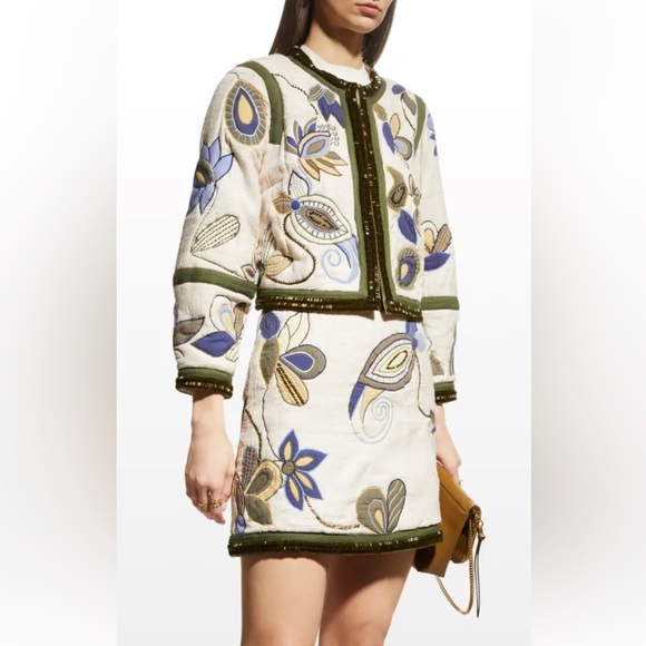 NWT $ 698 Veronica Beard BENICI EMBROIDERED JACKET, Size 8, 100% Silk - Picture 7 of 16